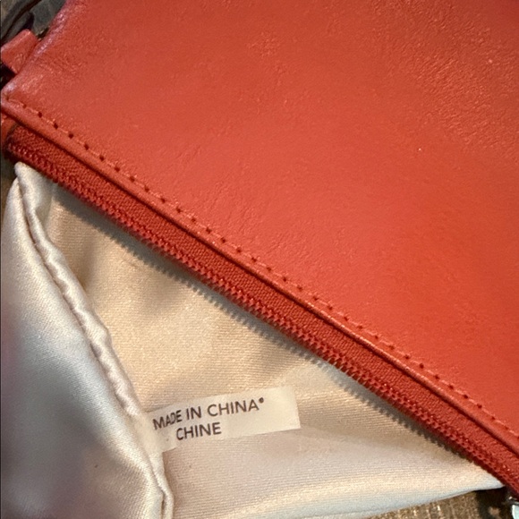Coach Red/Orange Leather Wristlet Coin Pouch - Picture 5 of 6